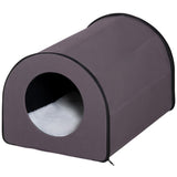 ZNTS Dome Heated Cat House Portable and Waterproof Pet Shelter for Kitty in Winter, Brown 18507486