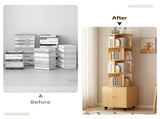 Rotating Bookshelf, 360 Degree Display 5 Tier Corner Bookshelf with Drawer for Small Space, Floor W2641P375499