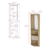 Bar-coffee corner cabinet storage 74" H, with rounded front design, 2 central shelves, 1 glass B097133106