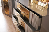 Gold Detailed Dresser made with Wood in Gray B00957544