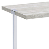 White Oak and Chrome Sofa Table with 1 Shelf B062P186475