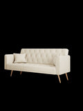 71 inch convertible love seat sofa, American retro beige velvet, suitable for small living room, W165878946