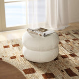 Nest 19.5" Low Round Upholstered Ottoman, Almond White Chenille B2719P269261