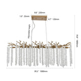 39.4-inch Modern Golden Pendant Light with Cascading Crystal Strands, Ideal for Living, Dining W1340P232979