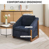 057-Set of 1 Chenille Fabric Modern Upholstered Armchair with Wooden Side Frame , Accent Leisure W527P239829
