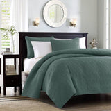 3 Piece Reversible Bedspread Set Balsam Green Queen B035P266673