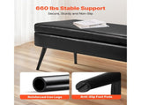 48" Leather Ottoman Bench, Upholstered End of Bed Bench with Metal Legs, 660 Lbs Capacity, 30681560
