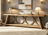 70.9 Inch Farmhouse Sofa Table with 2 Tier Shelf 29747381