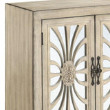 Antique White Console Table with Mirrored Doors B062P181413