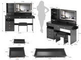 41" Large Size Left Drawer Desktop Vanity TableCushioned Stool Dresser Set, 2 AC2 USB Power W936P230829