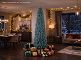 8FT Slim Pencil Artificial Christmas Tree, Frosted Gray-Green & Silver Needles, Flame Retardant PVC, 63780790