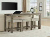 59 Inch Bar, Dining, Sofa with Power Outlet, 3 Upholstered Stools, 4 Piece Bar W2972P277854