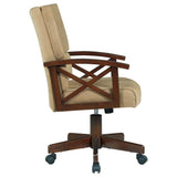 ZNTS Tan and Tobacco Upholstered Game Chair with Casters B062P153808