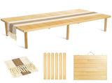 60" x 30" Foldable Boho Low Picnic Table, Solid Wood Beach Table with Adjustable Legs, Portable 08190276