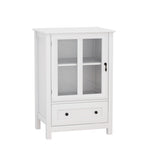 Buffet storage cabinet with single glass doors and unique bell handle W28227727