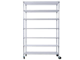 7 Tier Metal Wire Shelving Unit, 2450lbs Heavy Duty Adjustable Storage Rack with Wheels & W465142135