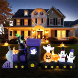 8.2ft Halloween Inflatable Train - Witch, 4 Ghosts & Pumpkin Design, 7 LED Lights 48309737