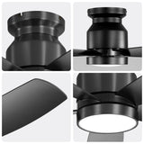 42 Inch Flush Mount Ceiling Fans with LED Light 22W and Remote Control 5 ABS Fan Blades for Bedroom W934P316651