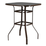 ZNTS Wrought Iron Glass High Bar Table Patio Bar Table Brown 75817084