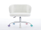 A&A Furniture Office,Artificial rabbit hair Home Office with Metal Base,Adjustable Desk W1143P324154