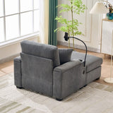 55" Oversized Chaise Lounge Chair Indoor with Ottoman and Storage, Comfy Corduroy Sleeper Chair with W3373P330166