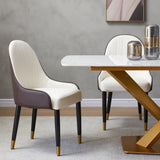 Dining Chair with PU Leather White and brown metal legs W509P167718