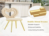 Set of 2 Unique Heart Bubble Tufted Accent Chair, Plush Velvet Chair with Shiny Gold Metal Frame, W3875P446139