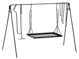 Grill Swing Campfire Grill Stand with Iron Grill Grate, Collapsible Campfire Cooking Rack with Hooks 05998079