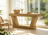 63" Vintage Entryway Console Table Narrow Design, Open Shelf, for Living Room Space 45366120