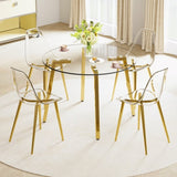 ZNTS Modern minimalist style circular transparent tempered glass table, tempered glass tabletop, golden W1151138118