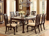 ZNTS Elegant Design Traditional Side Chairs 2pc Set Dark Cherry Finish Brown Fabric Seats Dining B01152166