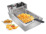 US Standard EH81 Deep Fryer, 110V, 1700W, 11.4QT/10.8L, Silver Stainless Steel, Single Tank, 92292067