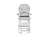 Madison Glider and Ottoman White Wood and Gray Fabric B02263779