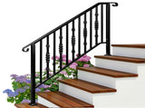 Matte Black Outdoor 4 Level Iron Handrail 88619565