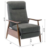 Saugus Wood Arm Push Back Recliner - Charcoal B050P281012