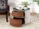 MDF ITALIAN RETRO DOUBLE STORAGE ROUND SIDE TABLE, GRAY BROWN COLOR N770P281244G