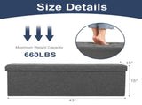 43" Foldable Storage Ottoman Bench Linen Footrest Stool with Foam Padded Seat, Gray 88168792