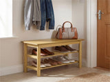 Natural Rubberwood 3-Tier Shoe Rack Bench 24" 485LBS Capacity Entryway Storage Bench 81468557