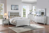 Classic Luxury Look Silver 1pc Nightstand Wooden Bedside Table Drawers w Mirror Glass Panel Bedroom B011P182674