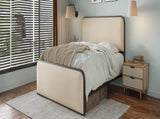 Modern Metal Bed Frame with Curved Upholstered Headboard and Footboard Bed with Under Bed Storage, N701P229015B