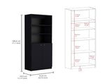 Home 2-Door Bookcase, Modern Storage Unit with Dual Doors and Multi-Tier Shelves B200137820