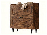 2-Drawer Top-Mounted Barn Door Shoe Cabinet Melamine Board Embossed MDF Shoe Cabinet 98843919