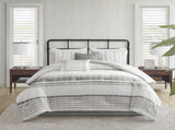 6 Piece Cotton Jacquard Oversized Comforter Set White/Grey King B035128775