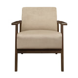 ZNTS Modern Home Furniture 1pc Accent Chair Cushion Seat Back Light Brown Upholstery Solid Wood Frame B011P271915