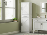 67" Tall Farmhouse Linen Closet, Bathroom Storage Cabinet with Barn Doors, Drawer & Adjustable 90737388