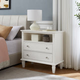 Open Space and 2 Drawers Dresser Nightstand with Charging Station, Farmhouse End Table with USB W1693P216932