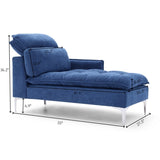 55" Chaise Lounge Indoor,Upholstered Furniture Lounge Chair with Left Armrest & Lumbar Pillow, W1117P226067