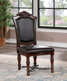 Majestic Traditional Set of 2pcs Side Chairs Brown Cherry Solid wood Faux Wood Carved Details Black B011108521