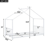 Twin Size Metal House Platform Bed, White MF322835AAK