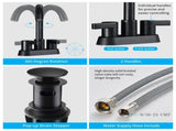 Bathroom Faucet 2 Handle Centerset Sink Faucet with Pop Up Drain Assembly, 4 Inches 02408026